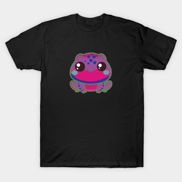 Bi Pride Frog | Cute Design with Bisexual Flag Colors T-Shirt by pawsitronic